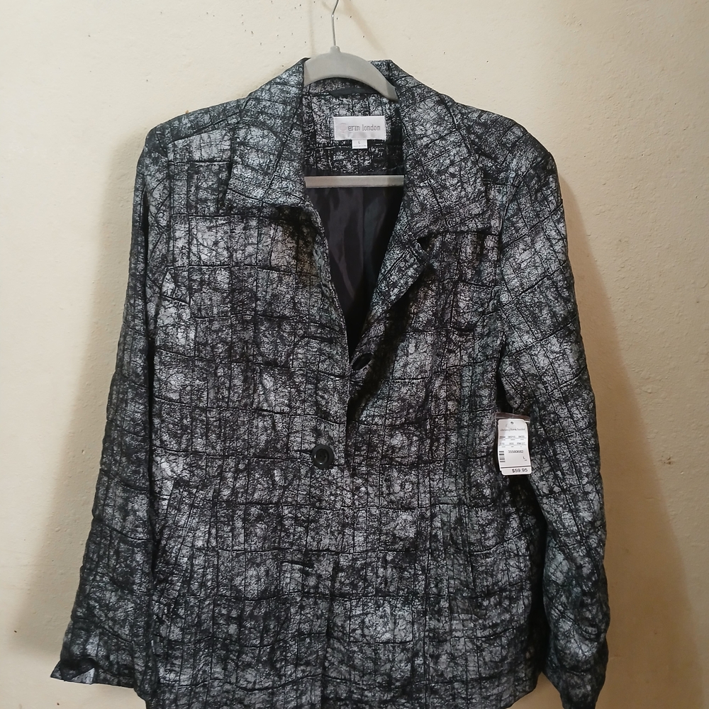 Christopher & Banks Black and Gray Patterned Blazer
